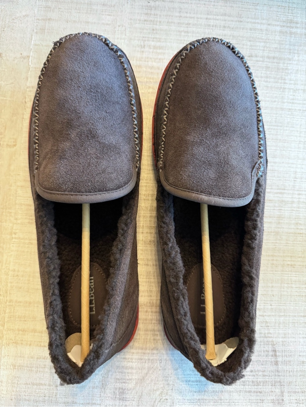 L.L.Bean Mountain Slippers Suede Fleece Lined Bean Boot Brown Men's 11 NIB - Picture 2 of 11